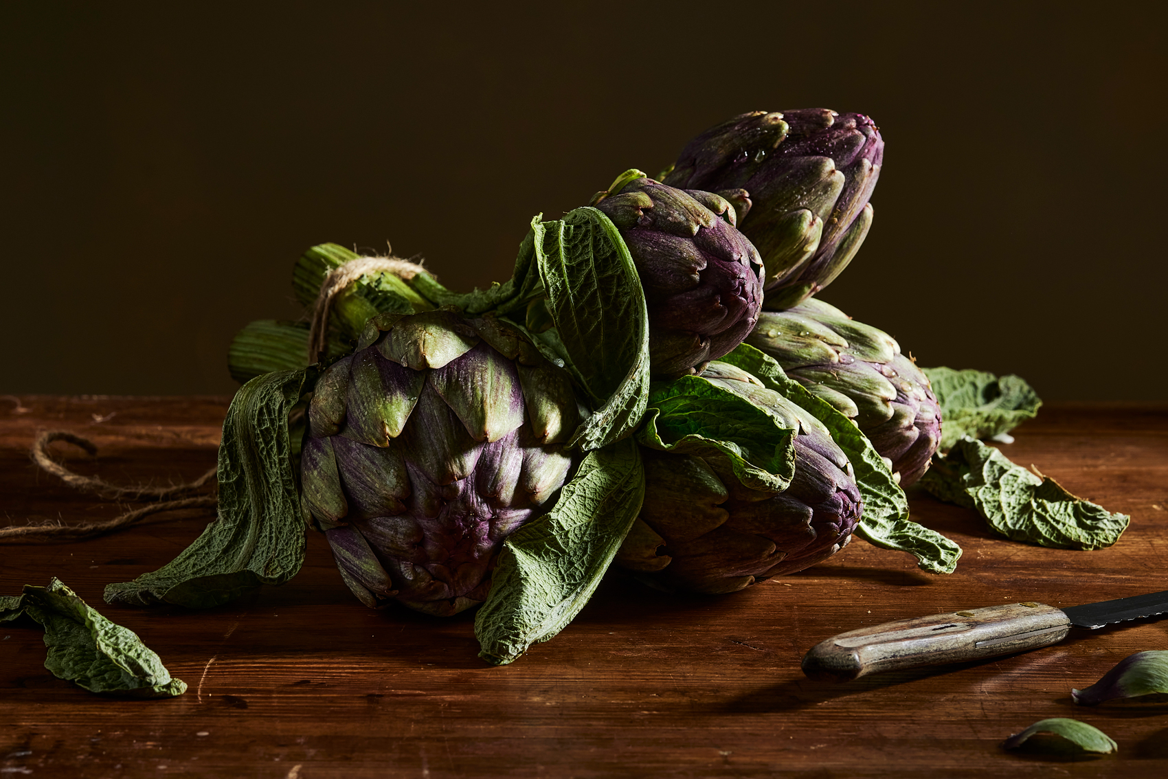 Artichokes on table